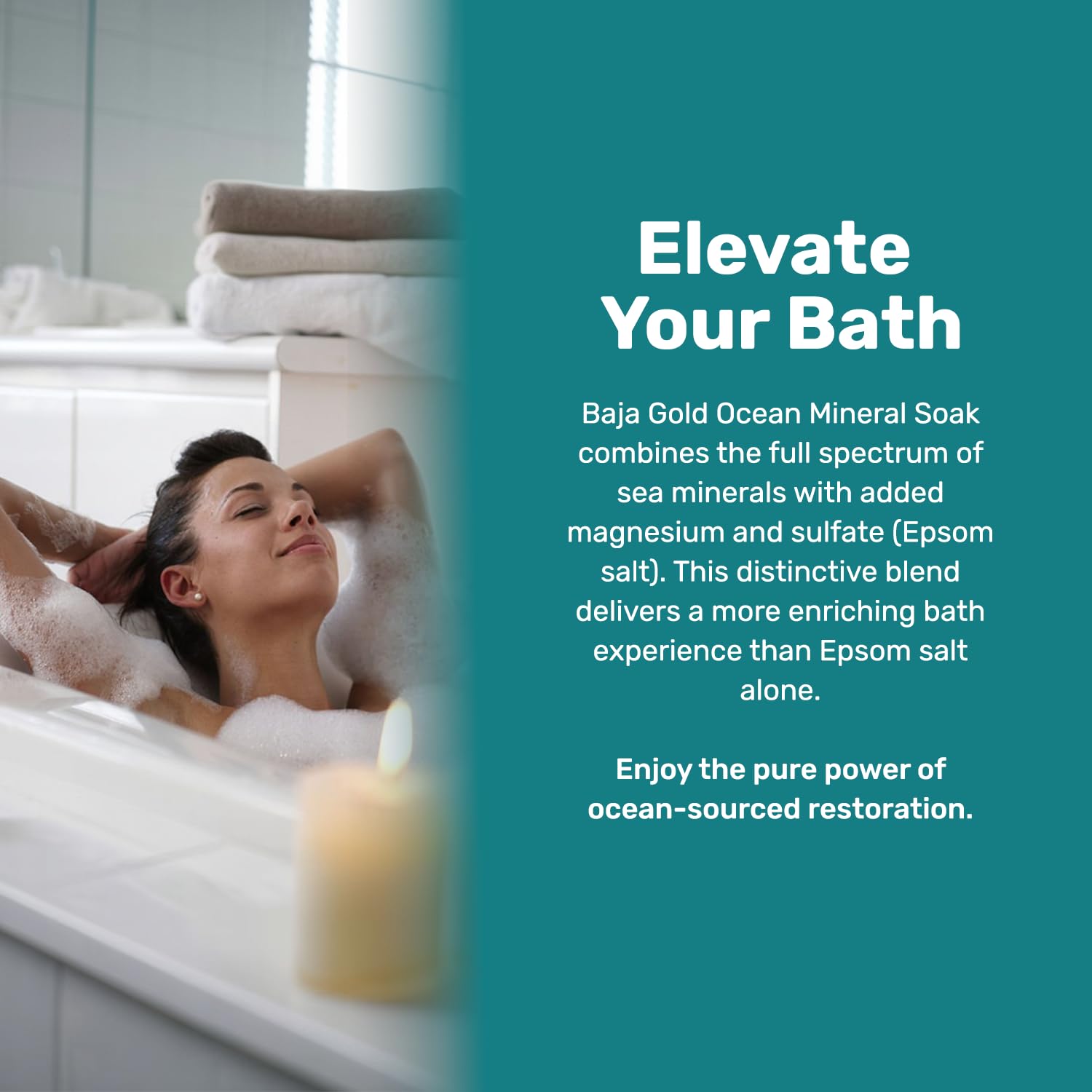 Baja Gold Ocean Mineral Soak, magnesio bagno ammollo, lavanda, sacco da 0,9 kg | Magnesio naturale e oligoelementi oceanici per bagno e relax, vegano, ingredienti puliti, opzioni multiple di profumo