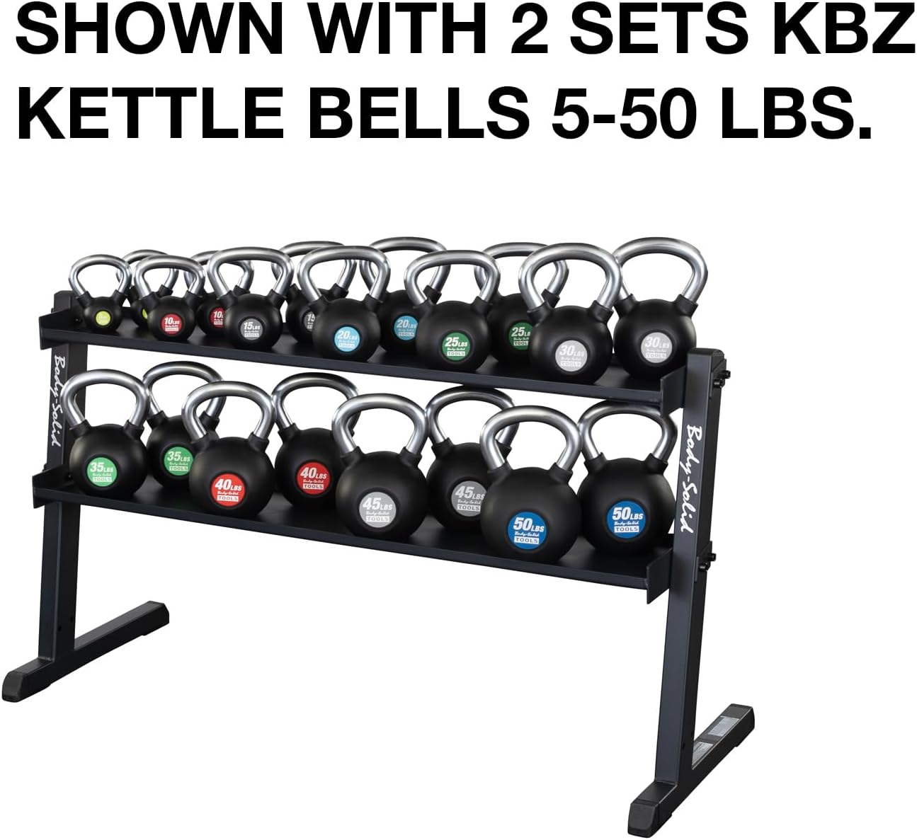 Body Solid (GKR60) 2-Tier Kettlebell Rack, 1000lb Weight Stand Storage, Commercial and Home Gym Strength Training Organizer