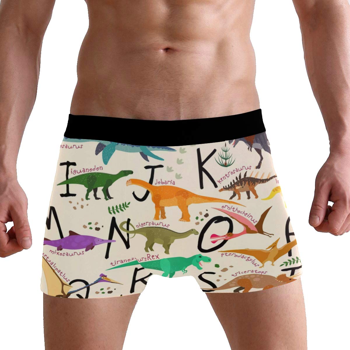 PUXUQU Mens Boxers Shorts Alphabet Dinosaur Boxer Briefs Underwear for Men Boy