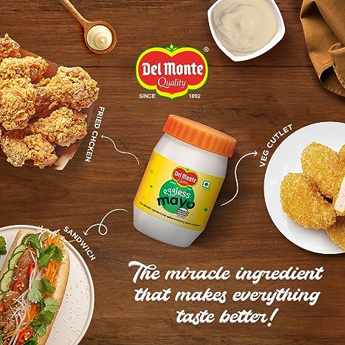 Image of Del Monte Eggless Mayo, 270g | veg Mayonnaise | 100% Vegetarian | Cremy and Delicious | Rich and Thick Mayonnaise |Made by Chef Loved by all | Spread and Dip (Pack of 3)