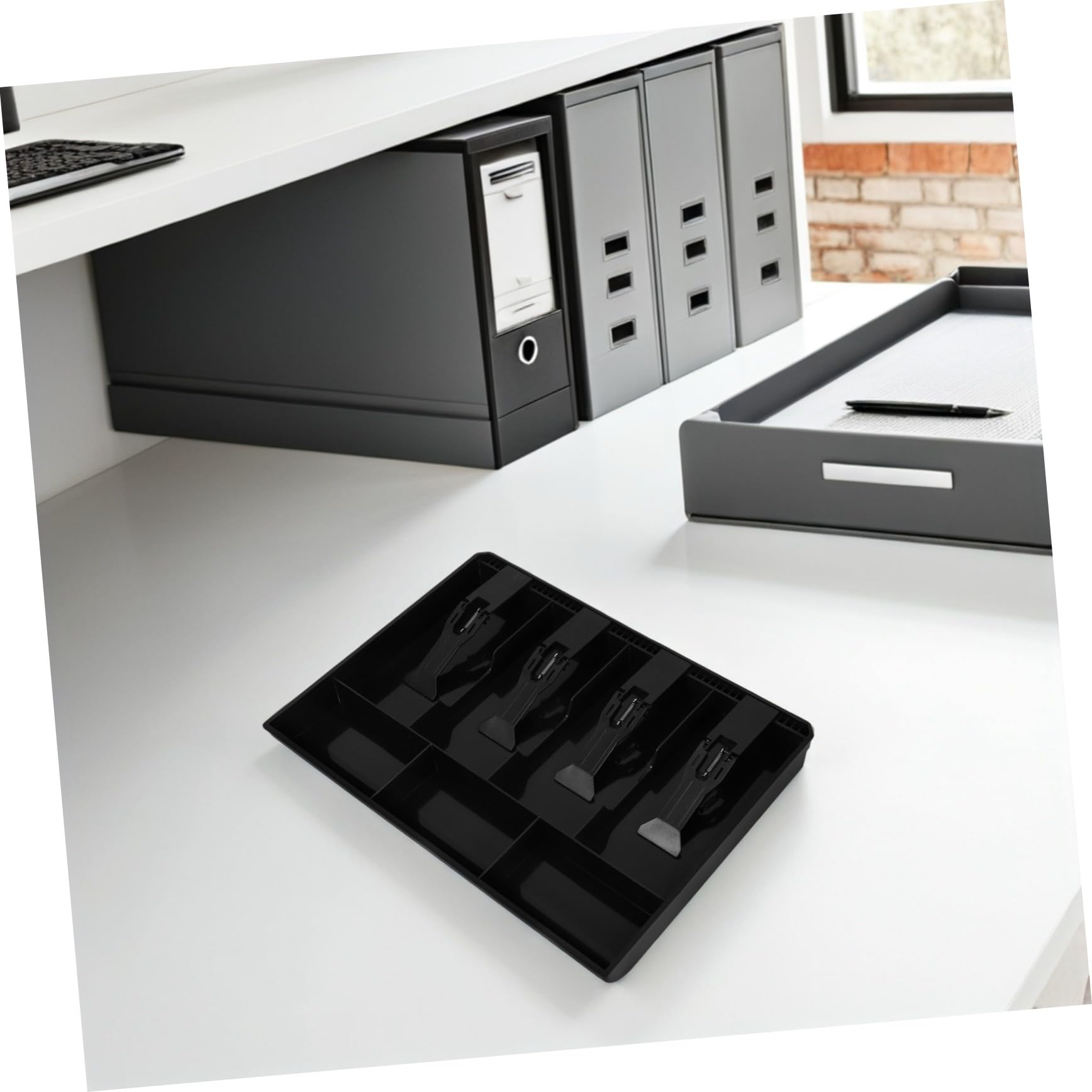SHINEOFI 2 Piezas Bandeja Organizadora de Dinero para Caja Registradora con Compartimentos para Billetes y Monedas Caja de Almacenamiento Resistente y Espaciosa para Accesorios de