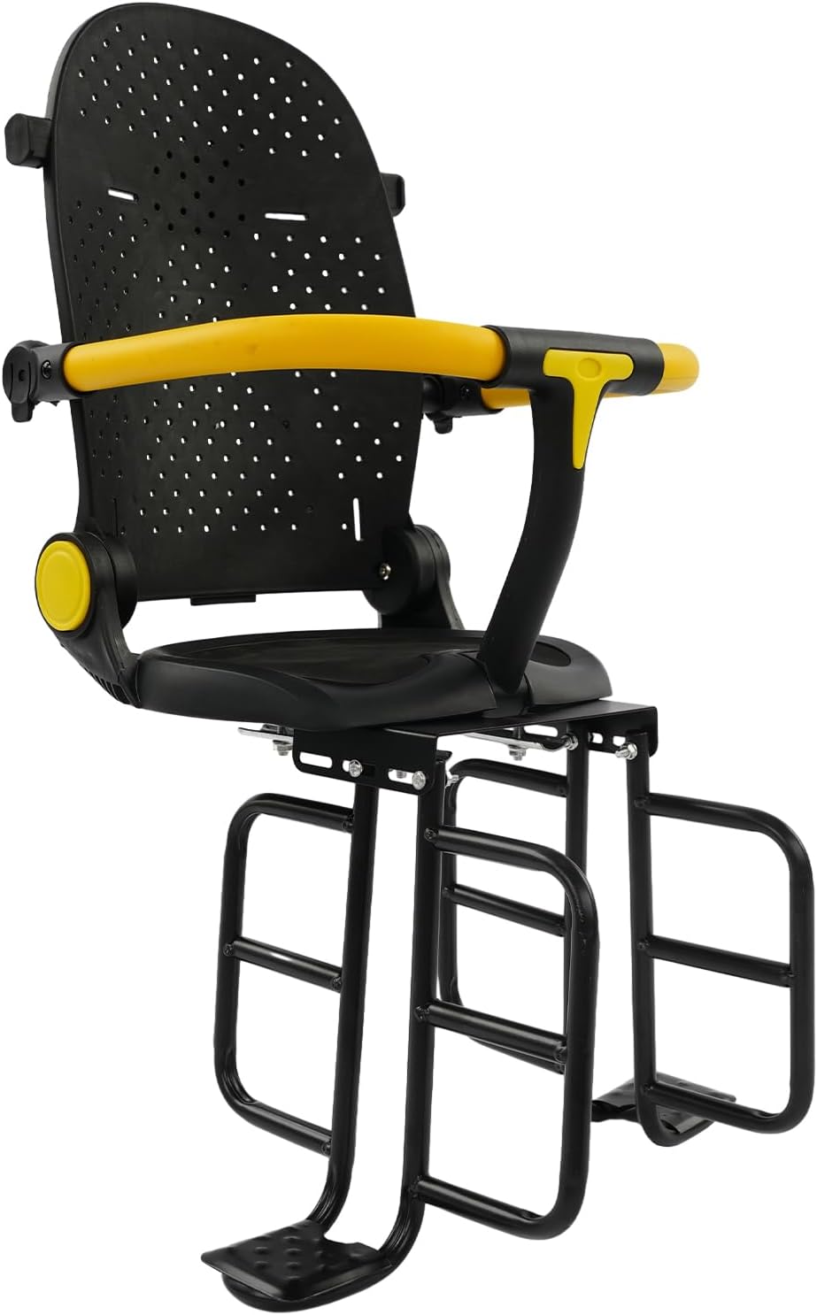 Bike Child Seat, Folding Kids Bicycle Seat with 3 Adjustable Backrest Positions (90°/120°/160°), Full Surround Guardrail & Foot Pedals, Rear Mount Child Carrier for 1-4 Years Old, Black, Carbon Steel