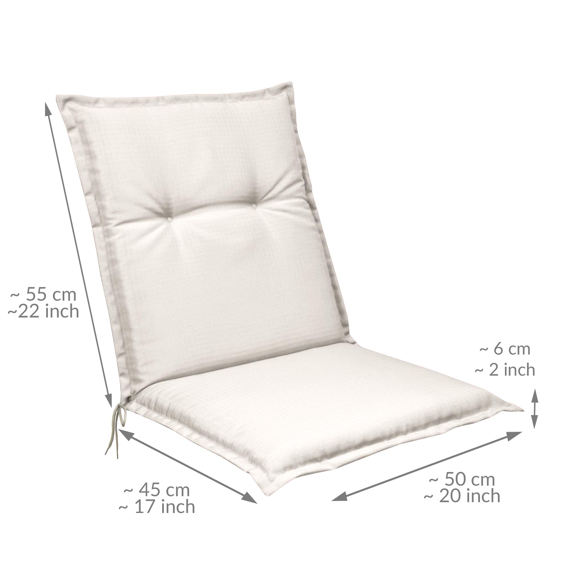 Beautissu Set di 6 Cuscino Sedia da Giardino 100x50x6cm Base NL - Cuscino Sedie Sdraio e poltrone Giardino - Cuscino Seduta da Esterni ed Interni Cuscino Imbottito Comodo e Resistente - Beige