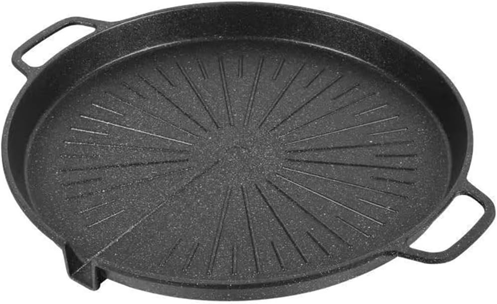 Korean Style 12.6in Grill Pan Non-stick Maifan Coated Smokeless Griddle Pan Compatible for Induction, Gas Stove, Electric Cooktop Stovetop Plate Indoor or Outdoor BBQ (Square)