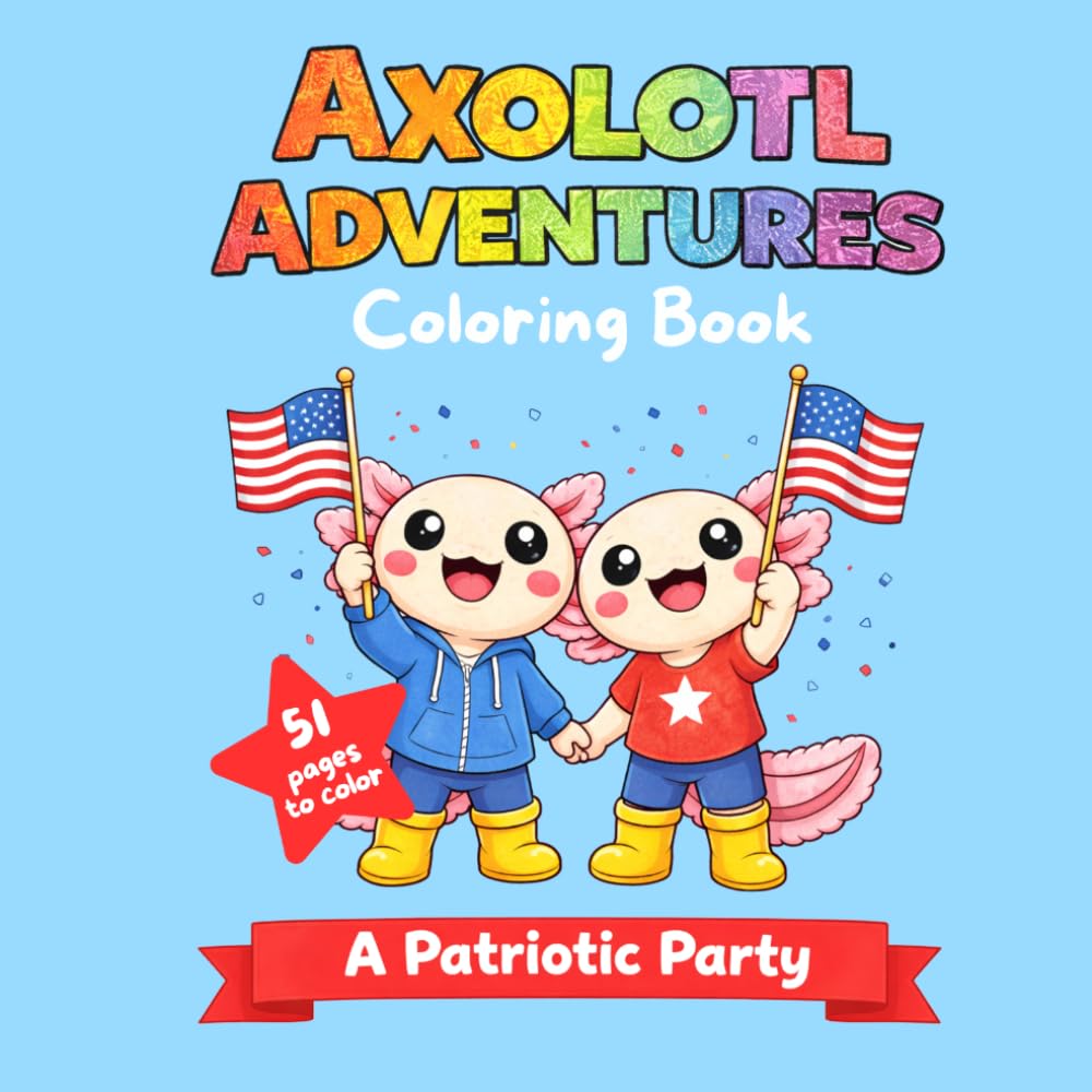 Axolotl Adventures Coloring Book: A Patriotic Party