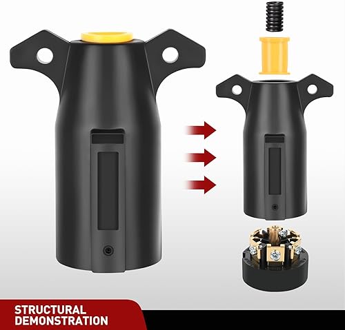 Miniatura 8 de Nilight Enchufe de remolque RV de 7 pines, extremo macho resistente, 7 vías redondo, receptáculo de empalme, accesorios de repuesto para enganche
