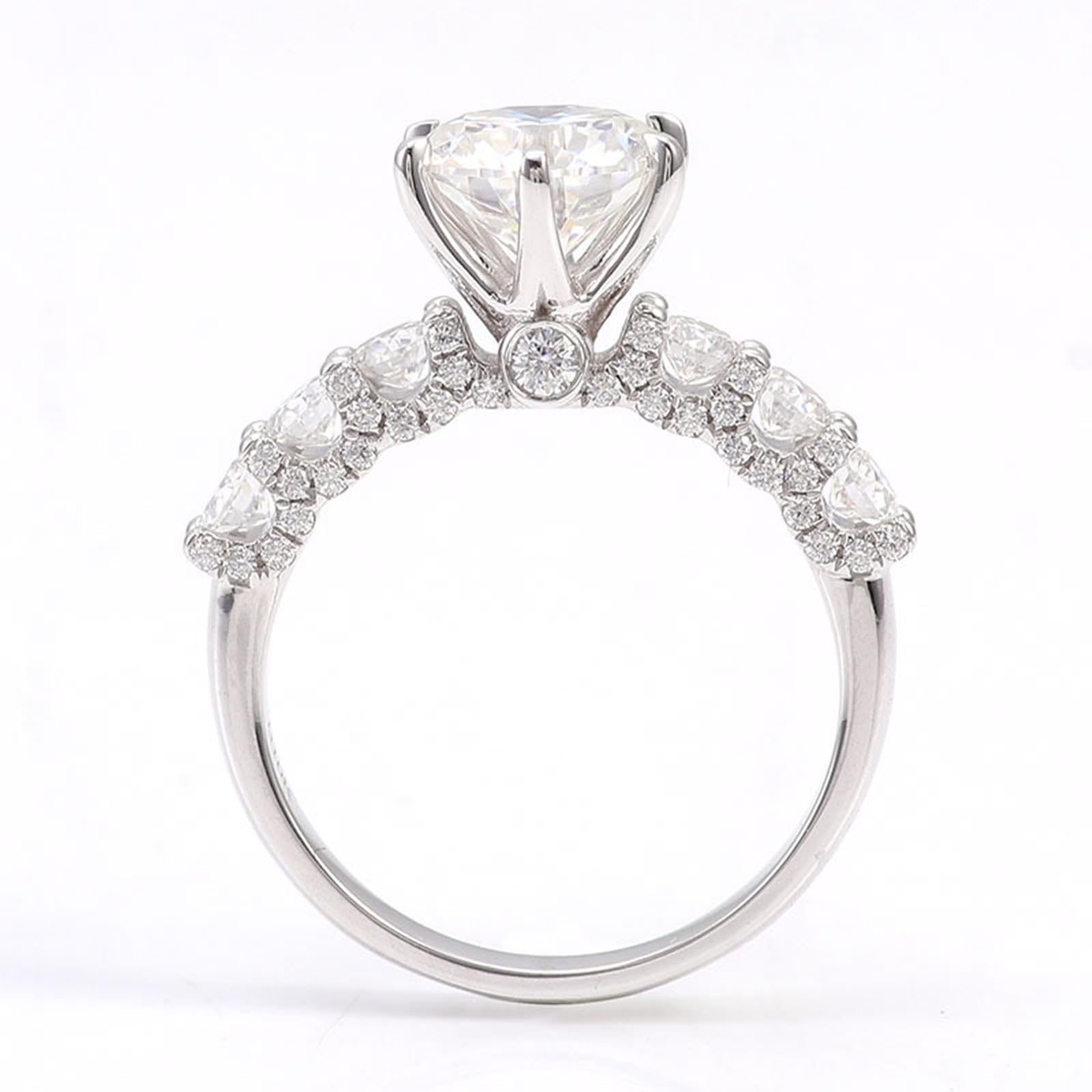 Anillo de oro blanco para mujer 375/585/750, anillo de boda de oro auténtico de 9 K/14 K/18 K, elegante solitario, alianza de boda, anillo de boda grabado con Moissanite D Color VVS1 para