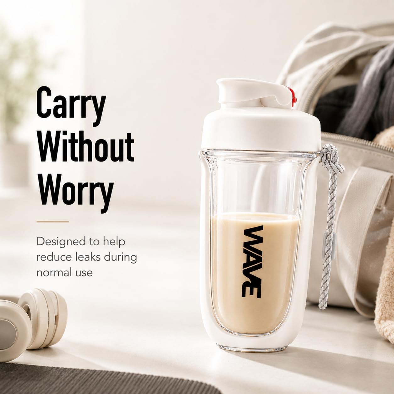 Protein Shaker Bottle, 20 oz BPA-Free Tritan Shaker Cup with Mixing Ball, Easy to Clean, Dishwasher Safe, Gym Bottle, White