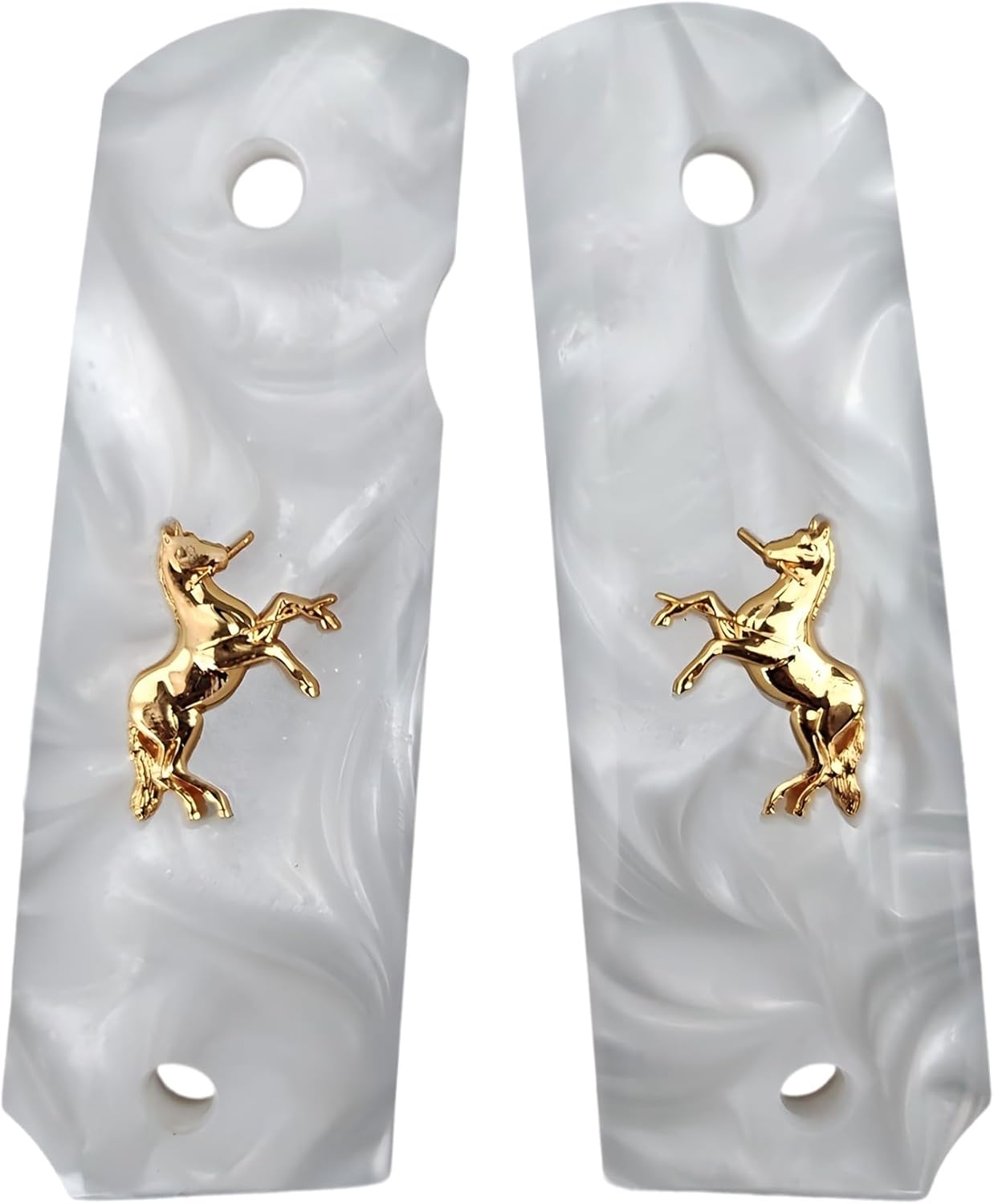 1911 Grips Full Size,White Pearl,Black Pearl,Bonded Ivory,Silver Horse,Gold Horse,Aztec,Fits Colt,Kimber,Springfield,Remington,Rock Island .etc,Government Commander Models,Resin Material