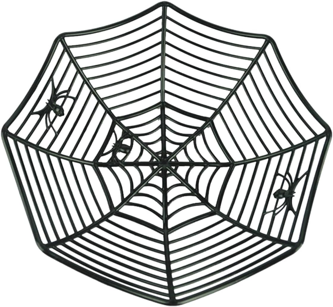 Hemoton 2Pcs Spiderweb Candy Servers 6.24 Inch Black Halloween Plate Decor for Party Dining Table Snack Serving and Spooky Food Presentation