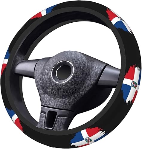 Miniatura 5 de Funda para volante con bandera de República Dominicana para hombres y mujeres, antideslizante, elástica, gruesa, ajuste universal, 15 pulgadas