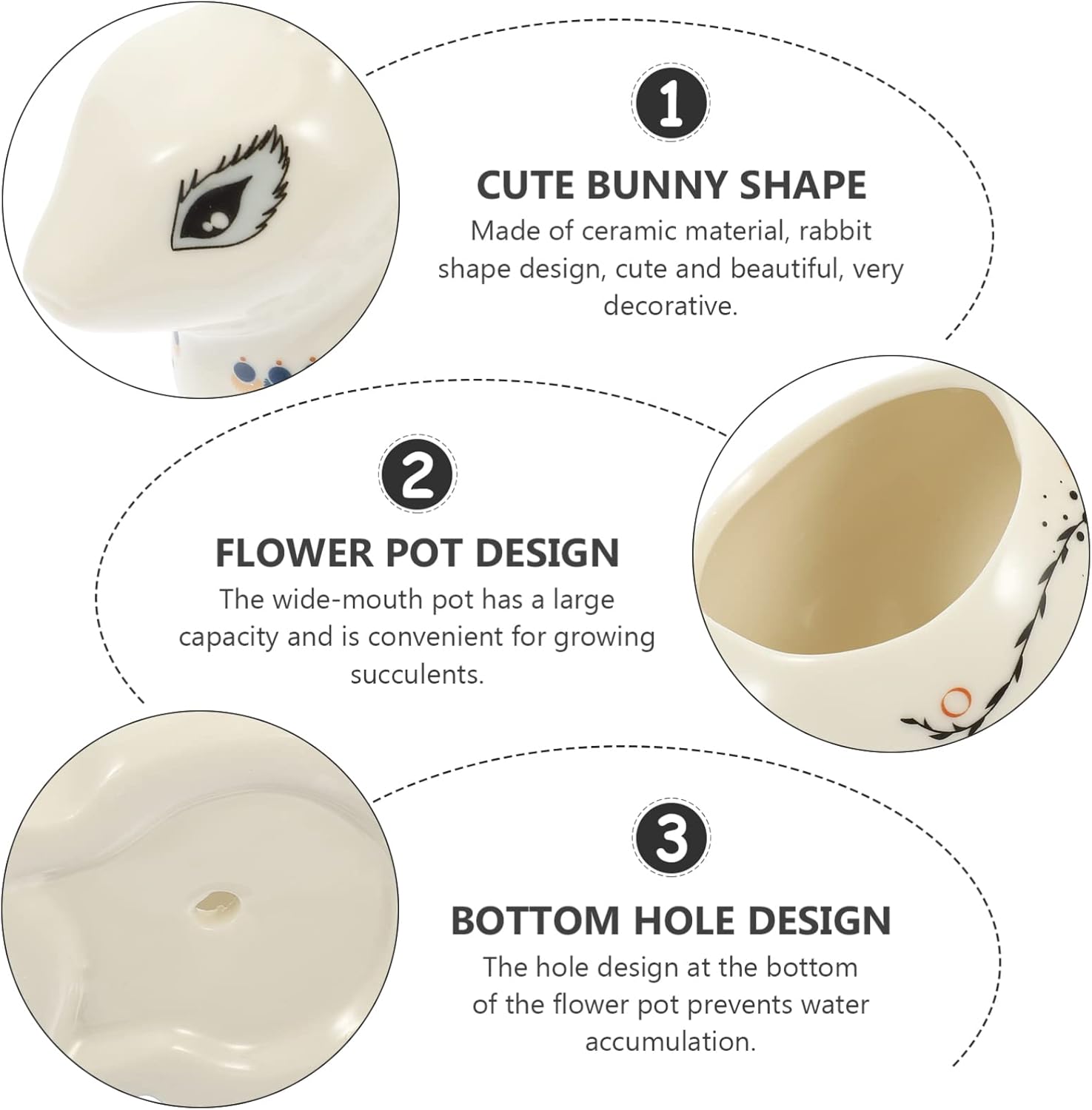 GANAZONO Flower Pots Mini Ceramic Bunny Planter Decorative Cartoon Rabbit Small Flower Pot Succulent Planter for Succulent Plant Cactus Flower Style 2 Animal Succulent Pots
