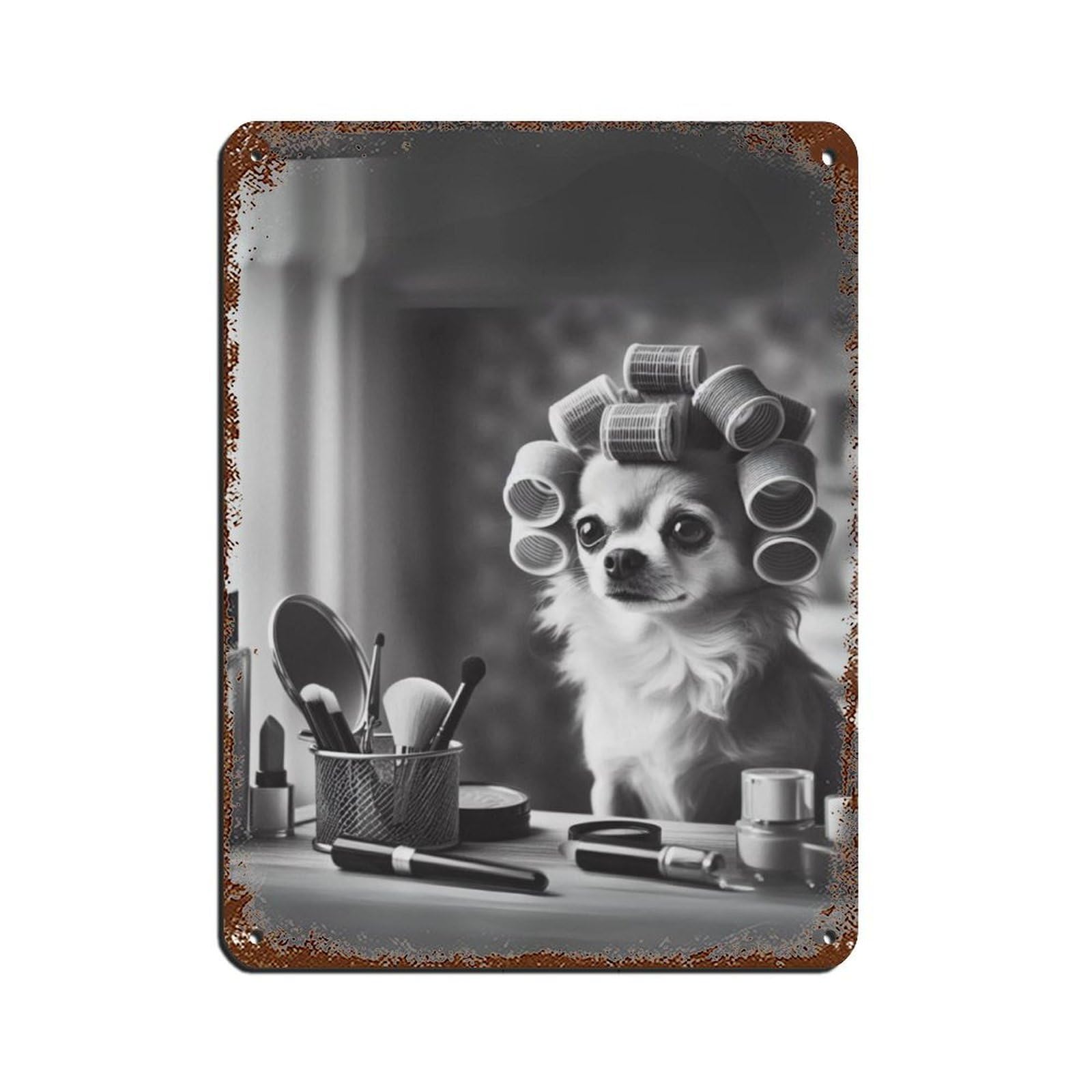Chihuahua Dog Bathroom Art (3) Retro Poster Metal Tin Sign Chic Art Retro Iron Painting Bar People Cave Cafe Family Garage Poster Wall Decoration 12x16inch(30x40cm)