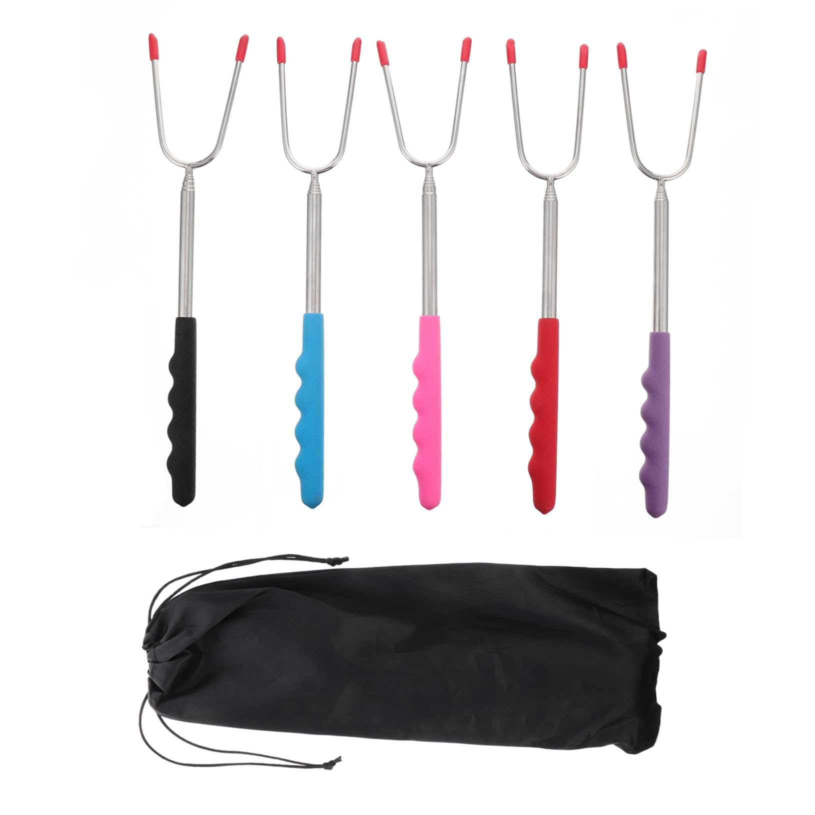 ibasenice 1 Set BBQ Fork Sticks Kebab Skewers for Grilling Stainless Steel Portable Durable