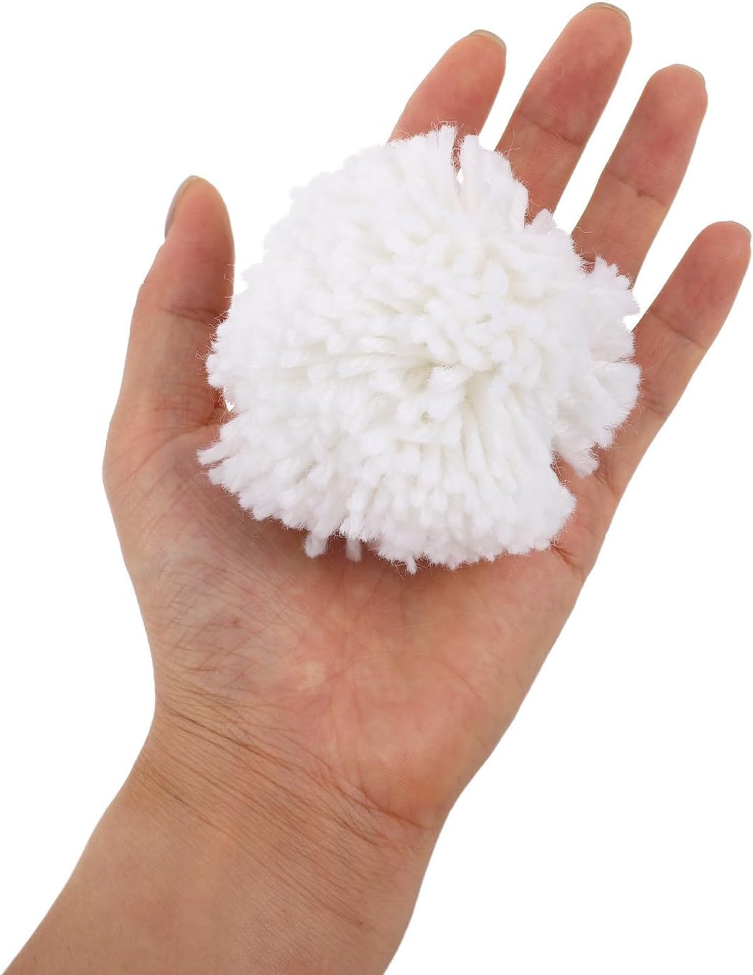 VILLFUL 20pcs White Fuzzy Yarn Pom Poms for Crafts and Hats, 3 Inch Polyester Round Balls with Flexible Design and No Extra Sewing, for Christmas and Holiday Party Hanging Ornaments