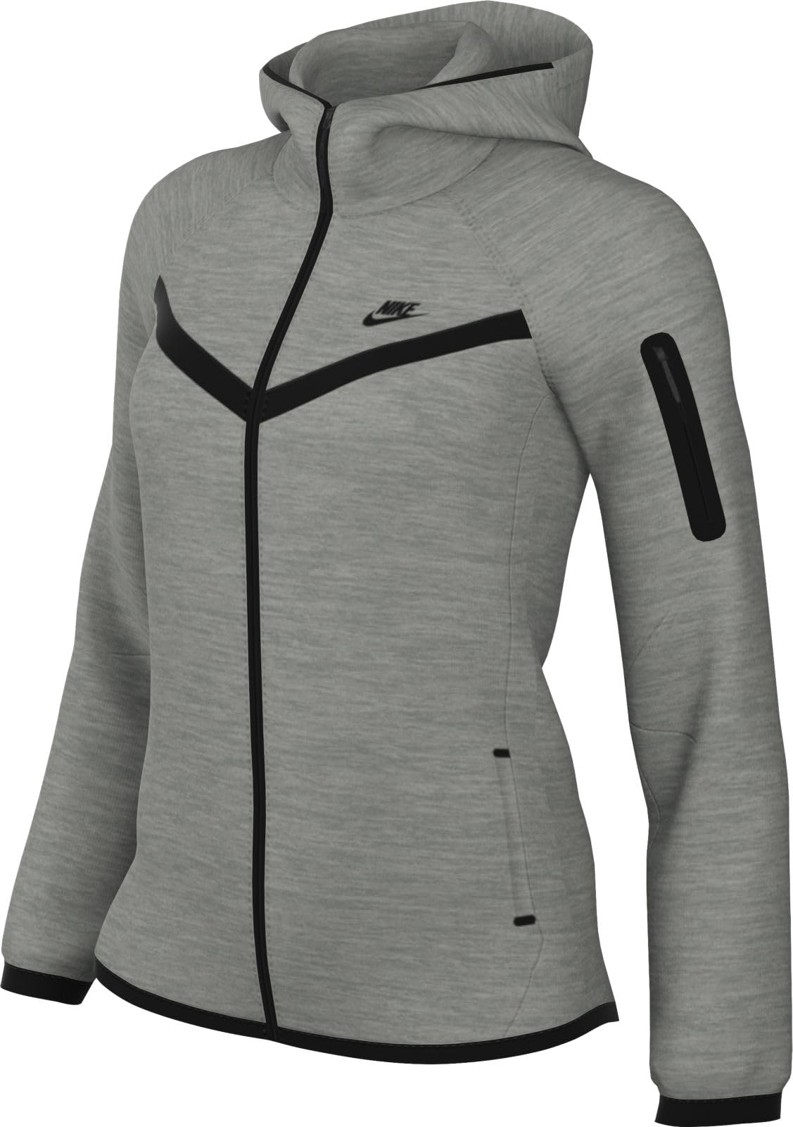 Nike Women's Grey/Multi Tech Solid Patterned Hooded Neck Jacket - Size: 8 Xs