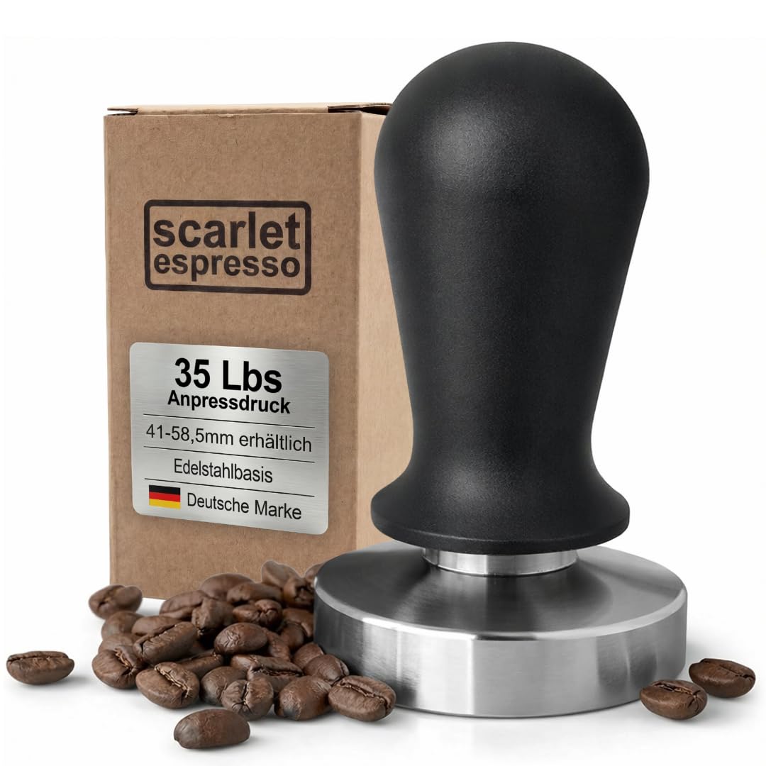Scarlet espresso Tamper Perfetto - Pression de contact du tampon calibré à 15,8 kg - Poignée ergonomique pour porte-filtre 51 mm Noir