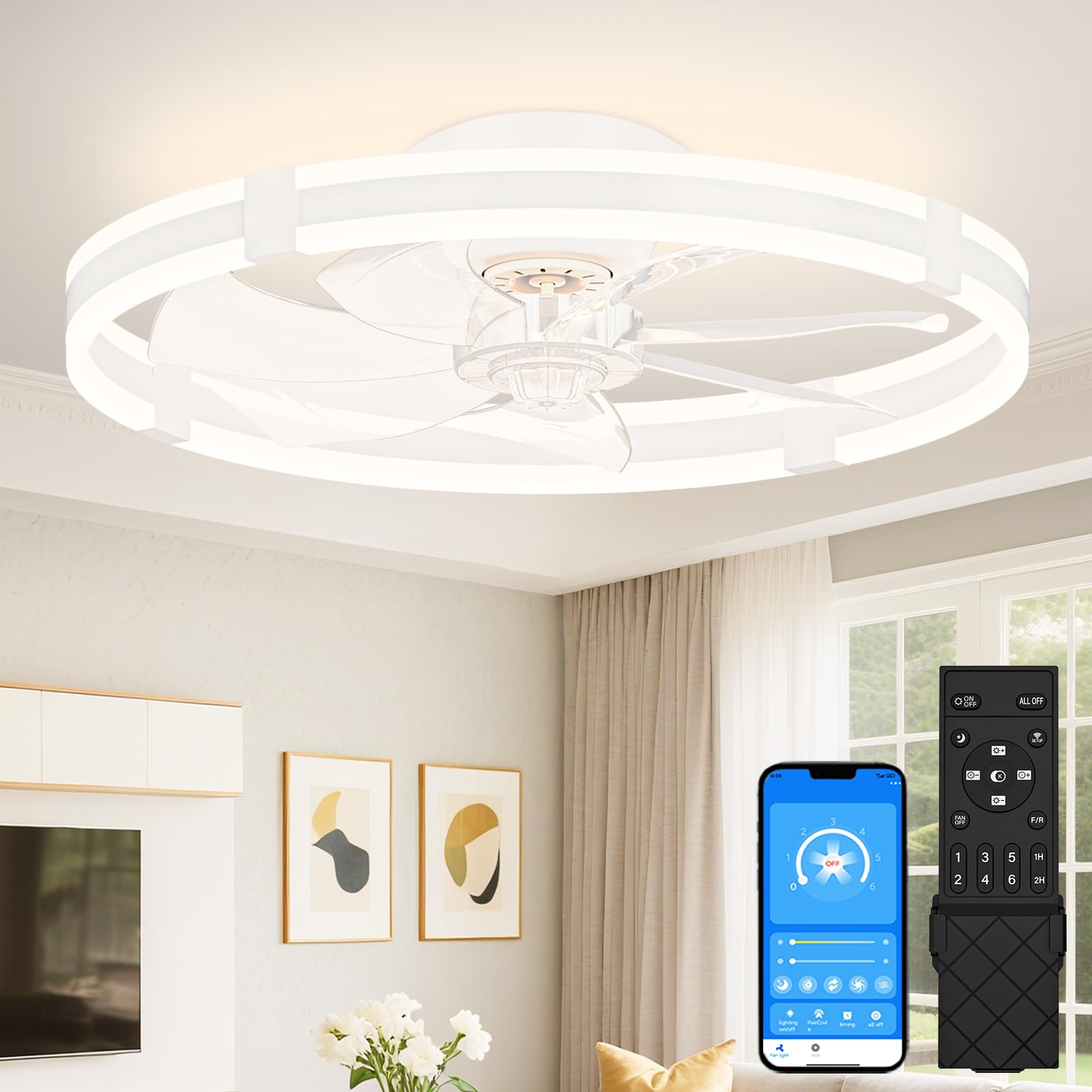 Photo 1 of VOLISUN 23.6in Dimmable Ceiling Fan with Light
