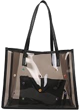 2 Pack Elegant Clear PVC Tote Bags with Large Capacity for Beach, Work and Leisure, Transparent PVC Crossbody Bag