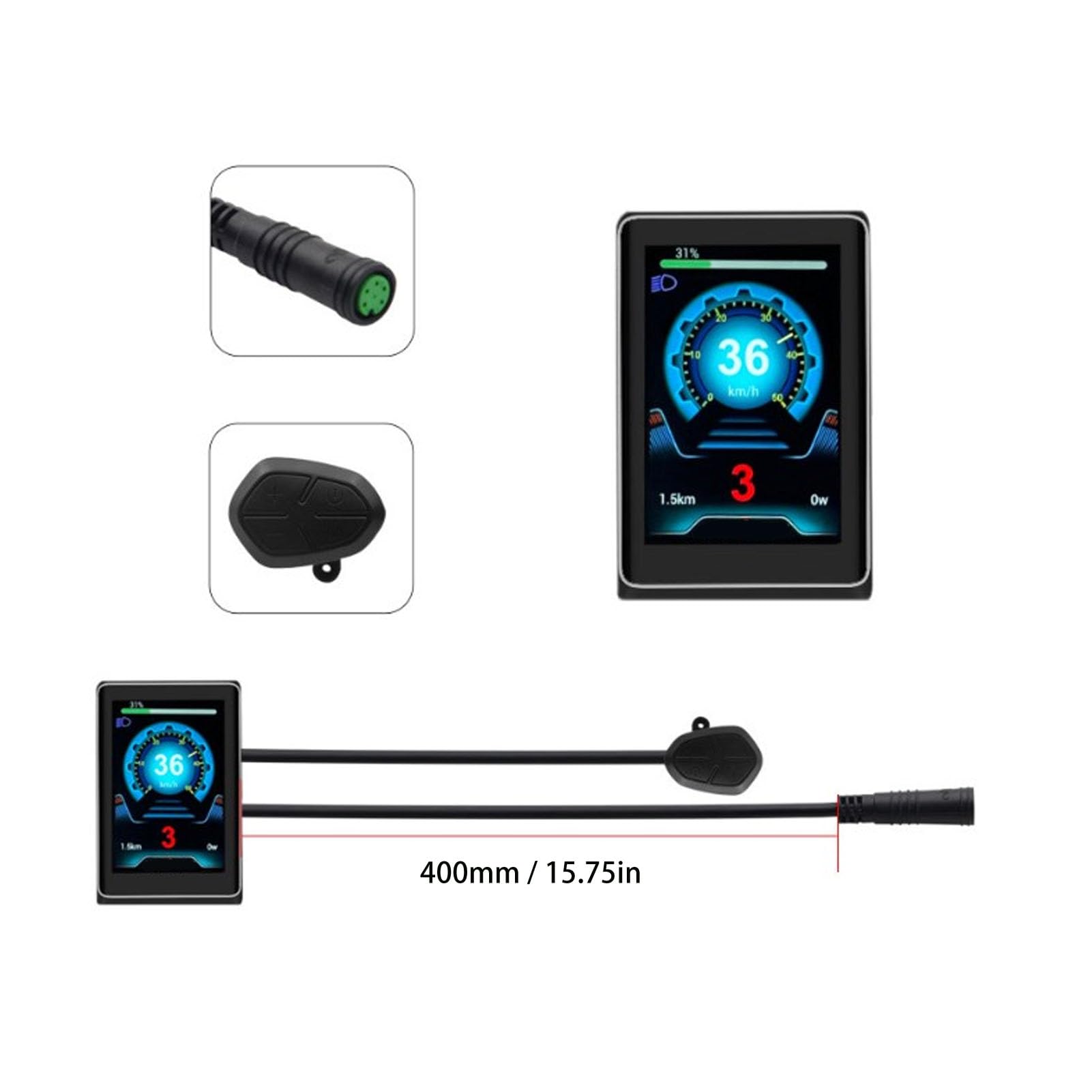 Keenso Display per bici elettronica, tachimetro LCD in ABS con porta di ricarica USB, monitora velocità e batteria, per pendolarismo e riparazioni fai da te