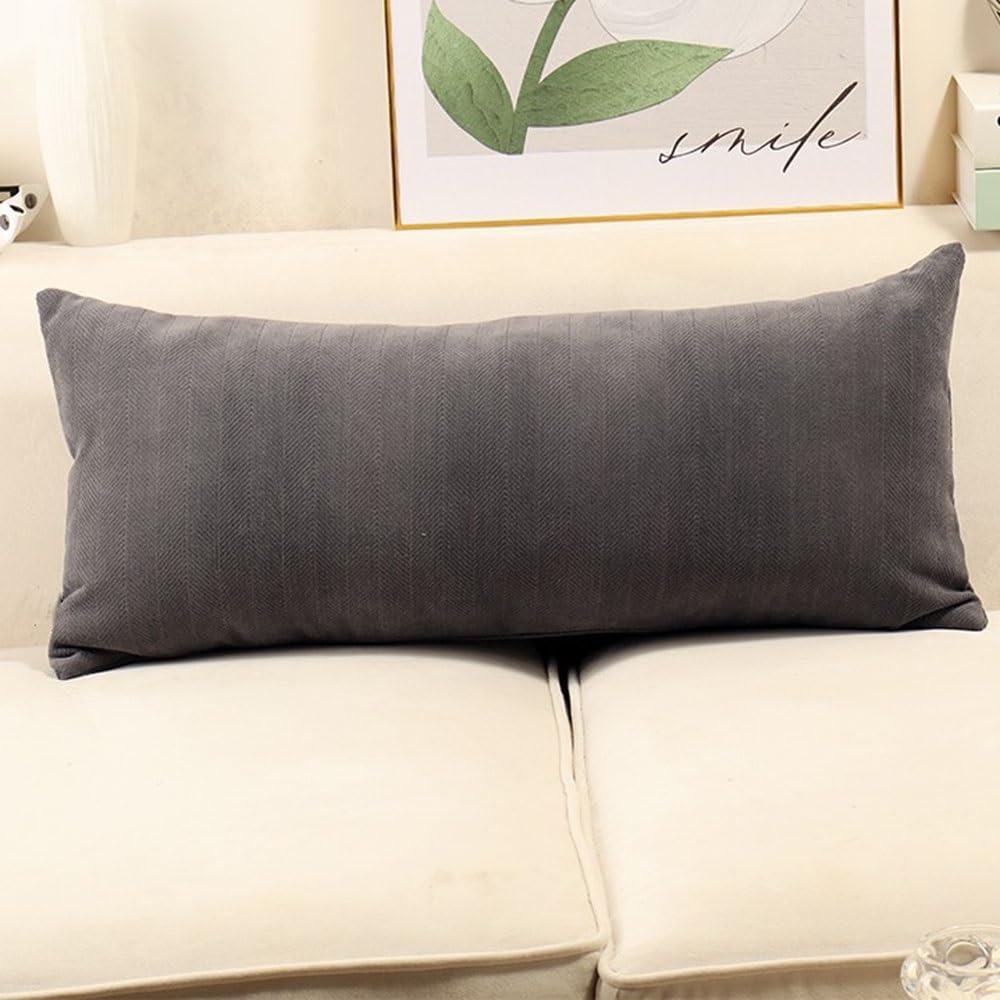 SWJ-swjssb Long Throw Pillow Cover Chenille Pillow Covers Rectangle 50x70 30x70 Cm Decorative Couch Cushion Covers With Zipper Square Pillowcase Sofa Pillow Protector Cases(Dark Grey,30x50 cm)