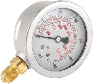 Marine Water Pressure Gauge, 0-600bar G 1/4" 63mm Pressure Measuring Tool Hydraulic Pressure Gauge with Metal Air Compressor Measuring Meter