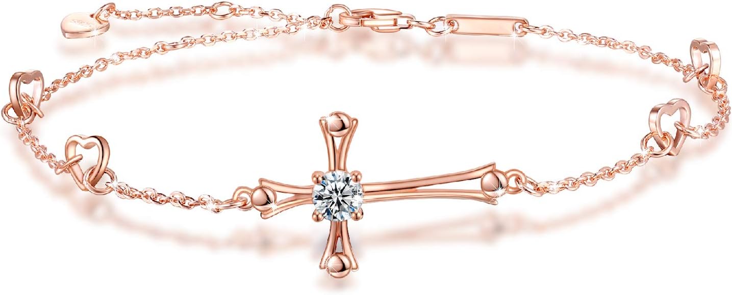 OneSight Cross Ankle Bracelet/Bracelet For Women, 925 Sterling Silver Charm Adjustable Foot Anklet/Bracelet, Large Cross Bracelet