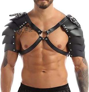 Men Medieval Leather Shoulder Armor Halloween Cosplay Knight Body Chest Harness Adjustable Viking Shoulder Pad