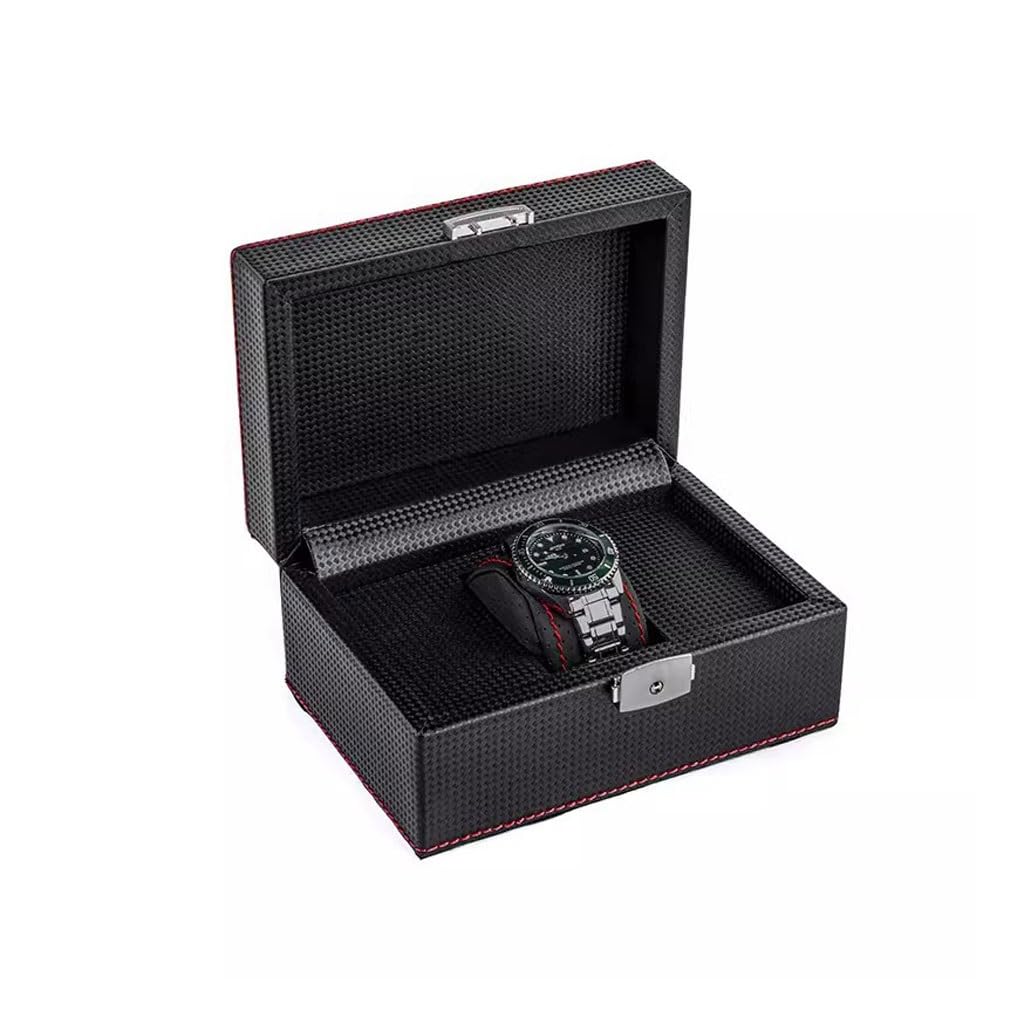 ANVLOJRIH Watch Box Carbon Fiber Leather Watch Storage Box With Lock Watch Display Box Portable Watch Box For Storage And Display Lockable Watches Box