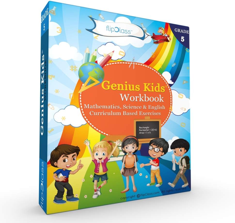 Genius Kids Worksheets (Bundle) for Class 5 (Grade-5) - Set of 6 Workbooks (English, Mathematics and Science)