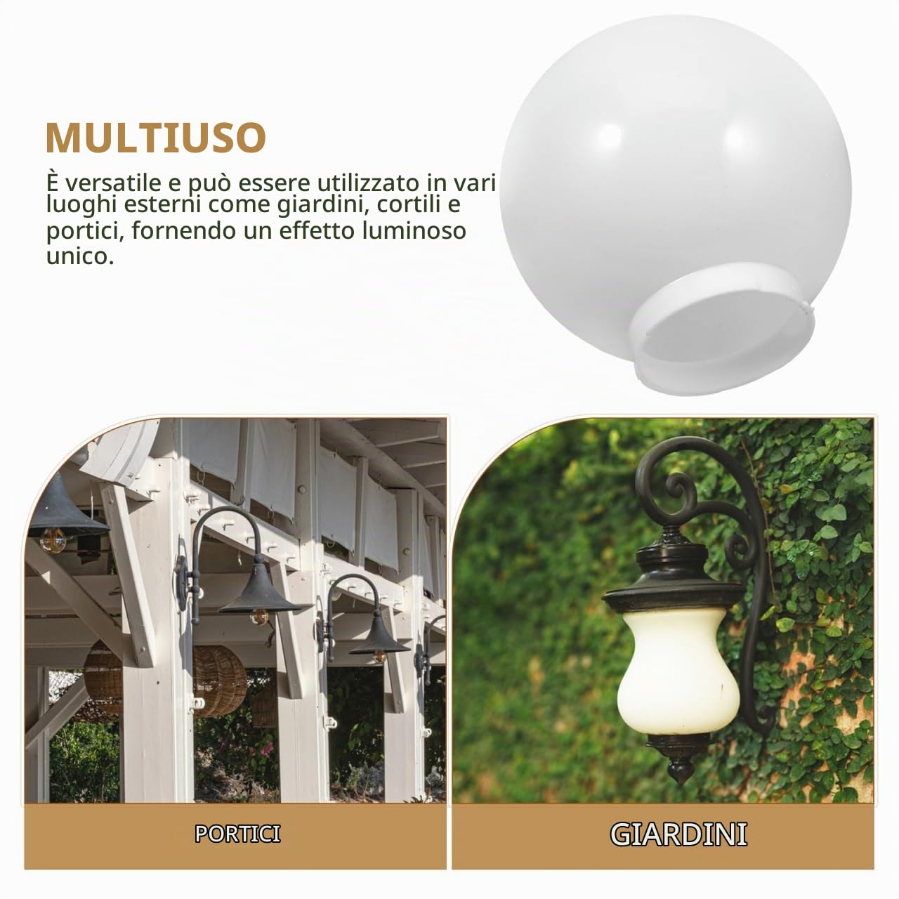 PRETYZOOM Paralume a Sfera in Acrilico Bianco 7.87 Pollici Copertura Lampada Da Esterno Per Giardino E Patio Ricambio Per Lampione Facile Da Installare E Rimuovere 1 Pezzo