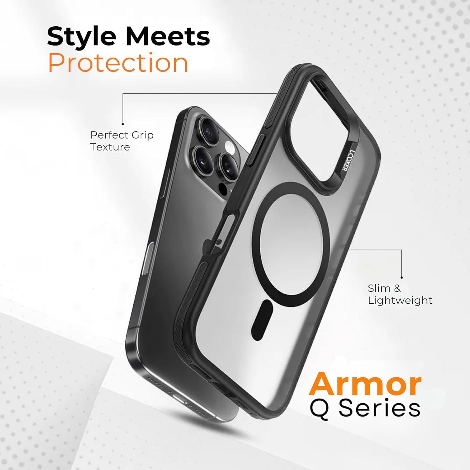LOOXER® Armor Rugged Magnetic Case for iPhone 16 (6.1”) | Military-Grade Drop Protection, Shockproof Bumper with Side Grip | MagSafe Compatible +Tempered Glass Screen Protector Included(Black,16)