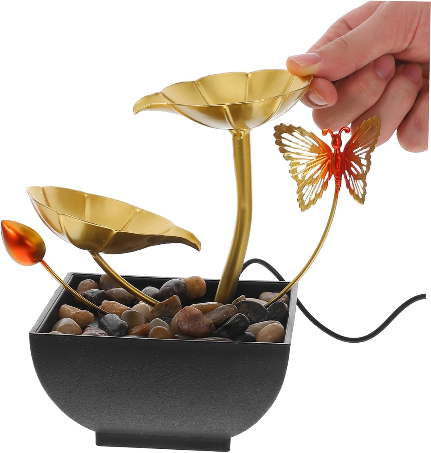 Tabletop Water Fountain Mini Indoor Water Feature with Waterfall Elegant Decor for Home Office