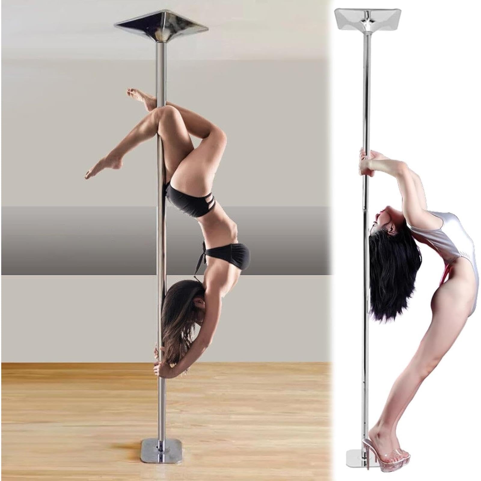 JYBNBBE Ultimate Pole Dancing, Adjustable Height, Professional-Grade Steel, Includes Complete Installation Kit, 200kg Capacity,Silver-3.2M