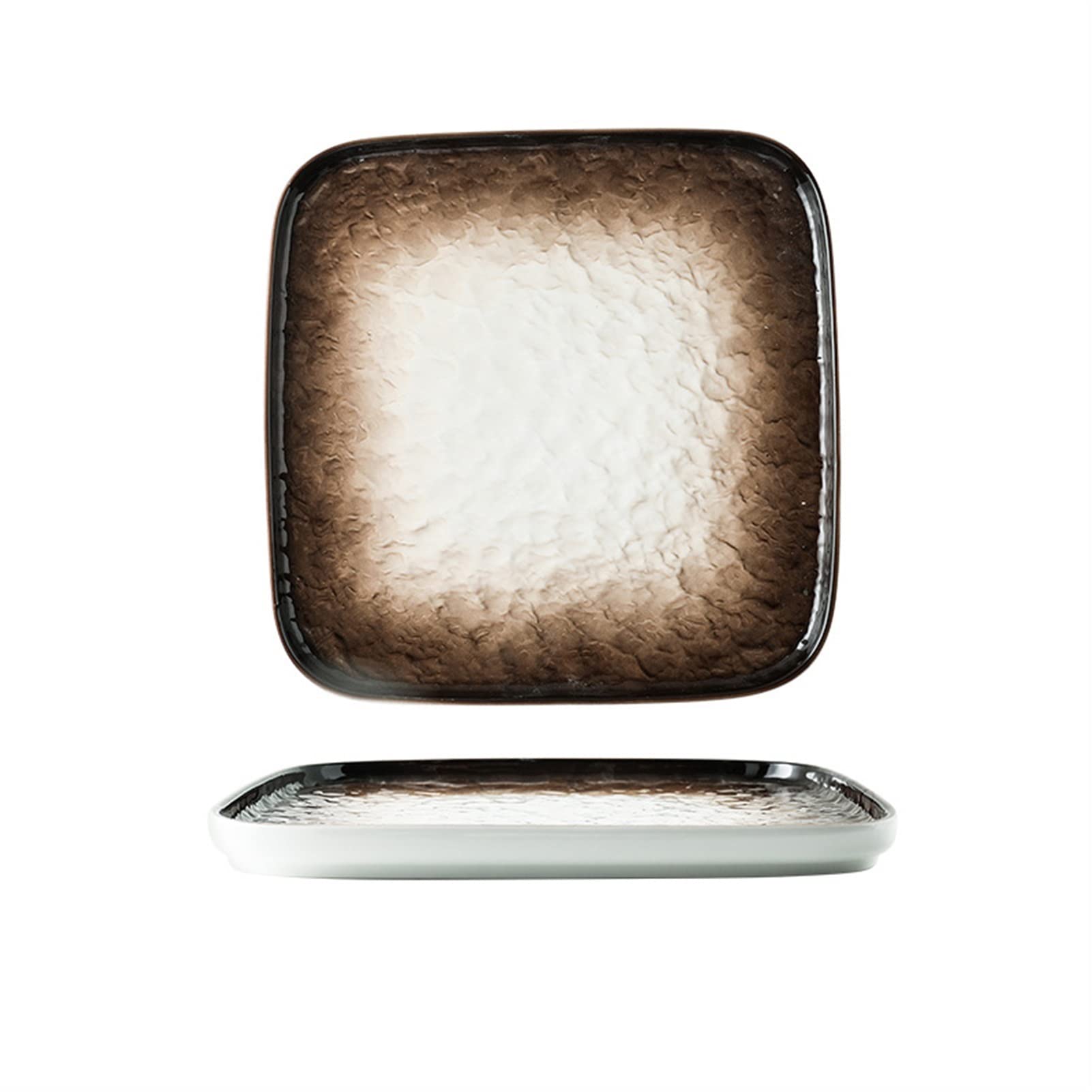 Platos Llanos Platos de cena con diseño de piedra cuadrada, plato de cerámica for cena, platos de porcelana de postre for el hogar, plato grande de 9,8 ", apto for microondas y lavavajillas Platos pos