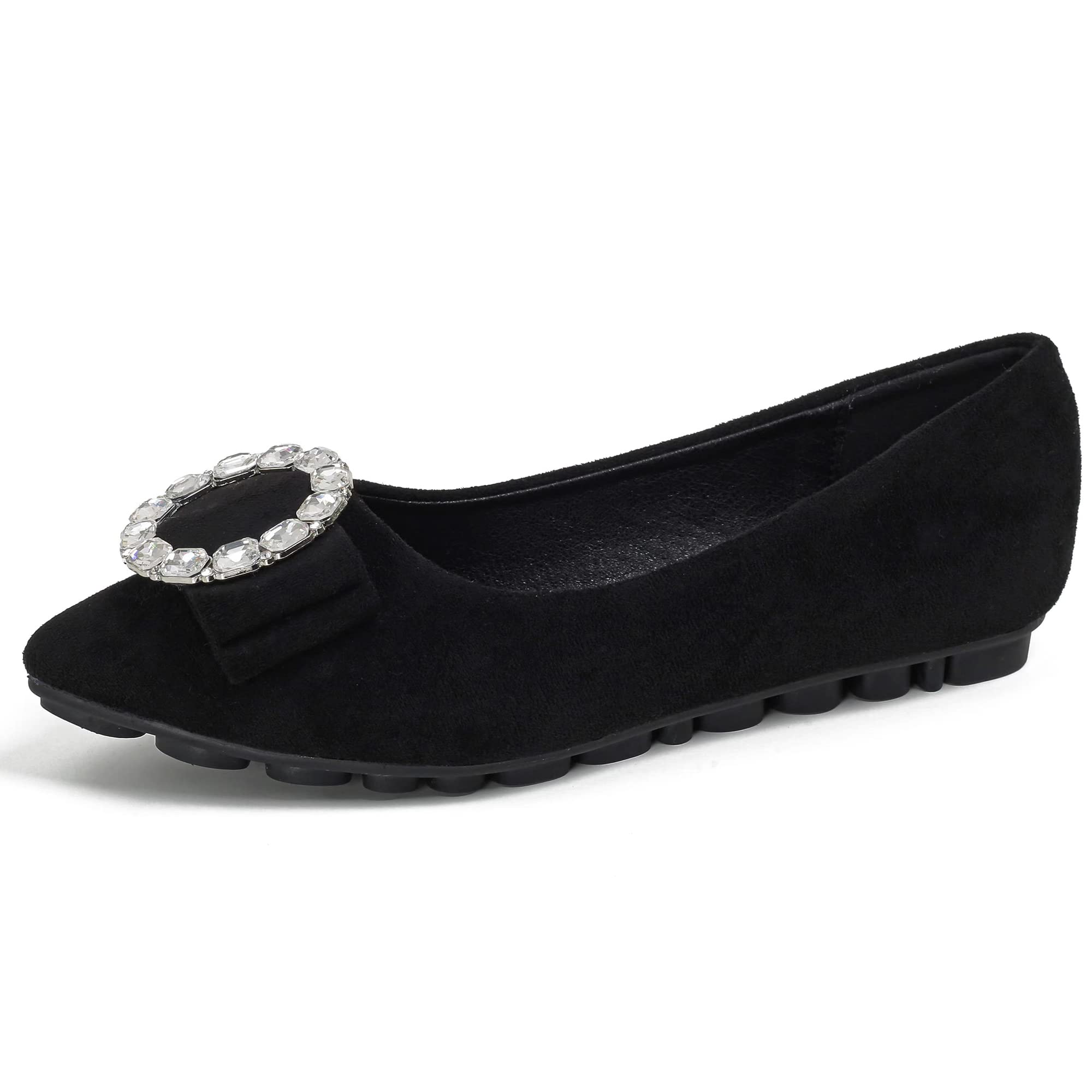 Photo 1 of Addiney Nude Foldable Black Ballet Flats for Women Walking Flat Business Casual Dress Shoes Comfortable Work Heels Office Black Flats Shoes Women 9 Black W2