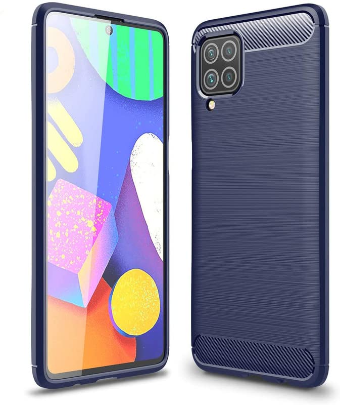 Image of NPRC Hybrid Ultra Slim Protective Case TPU Non-Slip Carbon Fiber Texture Shockproof Case Cover for Samsung Galaxy M53 5g - Blue