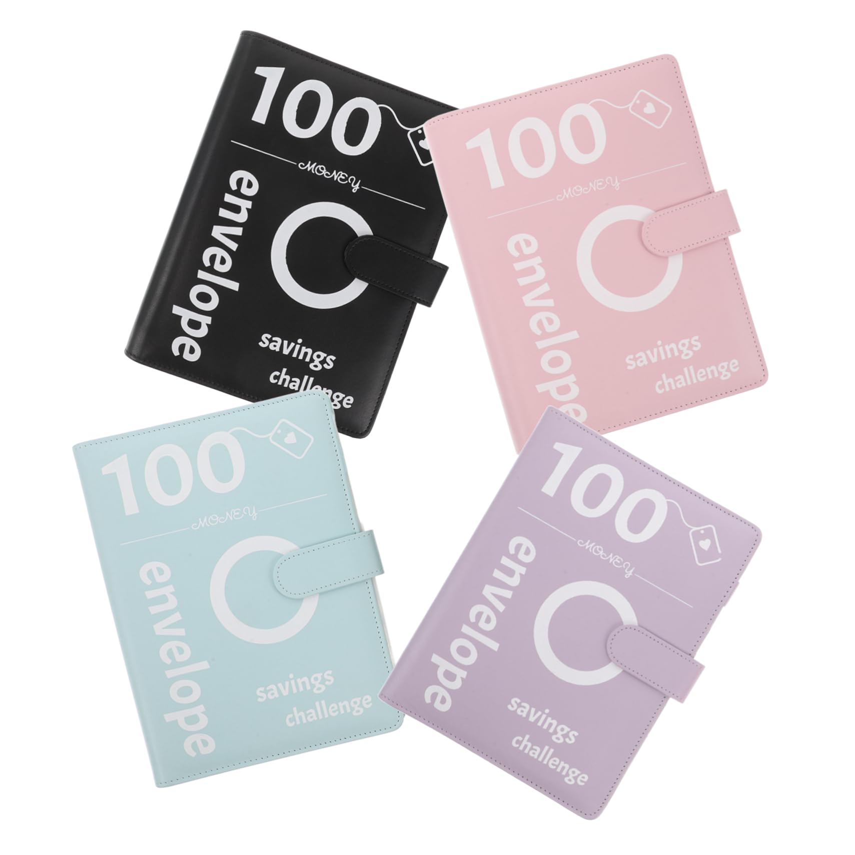 Raccoglitore Risparmio Denaro 4 Set Pu con Buste Trasparenti | Coppie, Plastica e Metallo, Design Elegante, Annotazione Attività Giornaliere