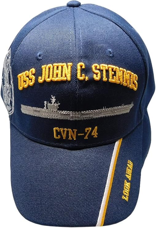 Flakita's Novelties United States USS John C. Stennis CVN-74 Look Ahead Veteran Acrylic Adjustable Embroidered Cap Hat Blue