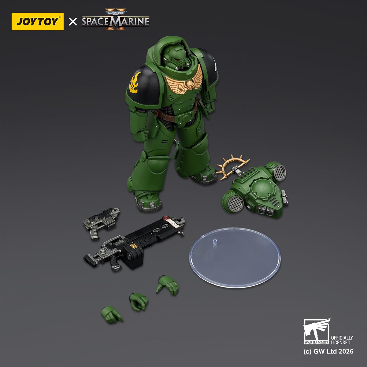 TOYVERSE JOYTOY Warhammer 40 000 Game Edition Salamanders Heavy Intercessor z ciężkim karabinem śrubowym i pistoletem na śruby, ruchoma figurka akcji, 12,7 cm, od 15