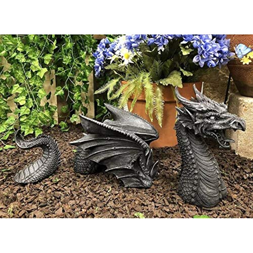 Large Dragon Gothic Garden Decor Statue - The Dragon of Falkenberg Castle Moat Lawn Statue, Garden Sculptures & Statues, Funny Outdoor Figurine, Yard Art, Frost and Winter-Resistant Statue for Garden