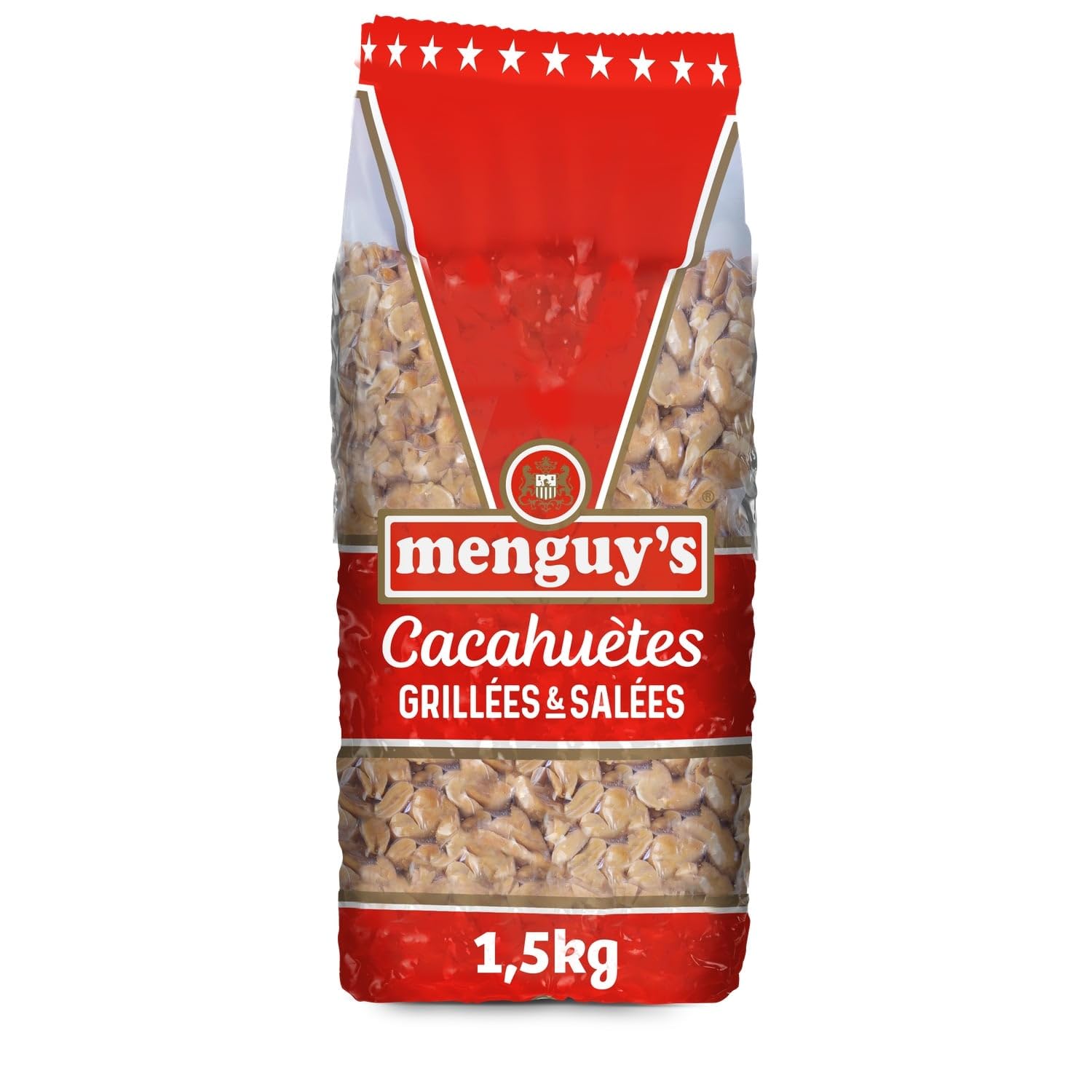 MENGUY'S Cacahuètes Grillées et Salées — Sachet de 1,5kg — Torréfaction Artisanale en France — Apéritif Terroir - Lot de 2