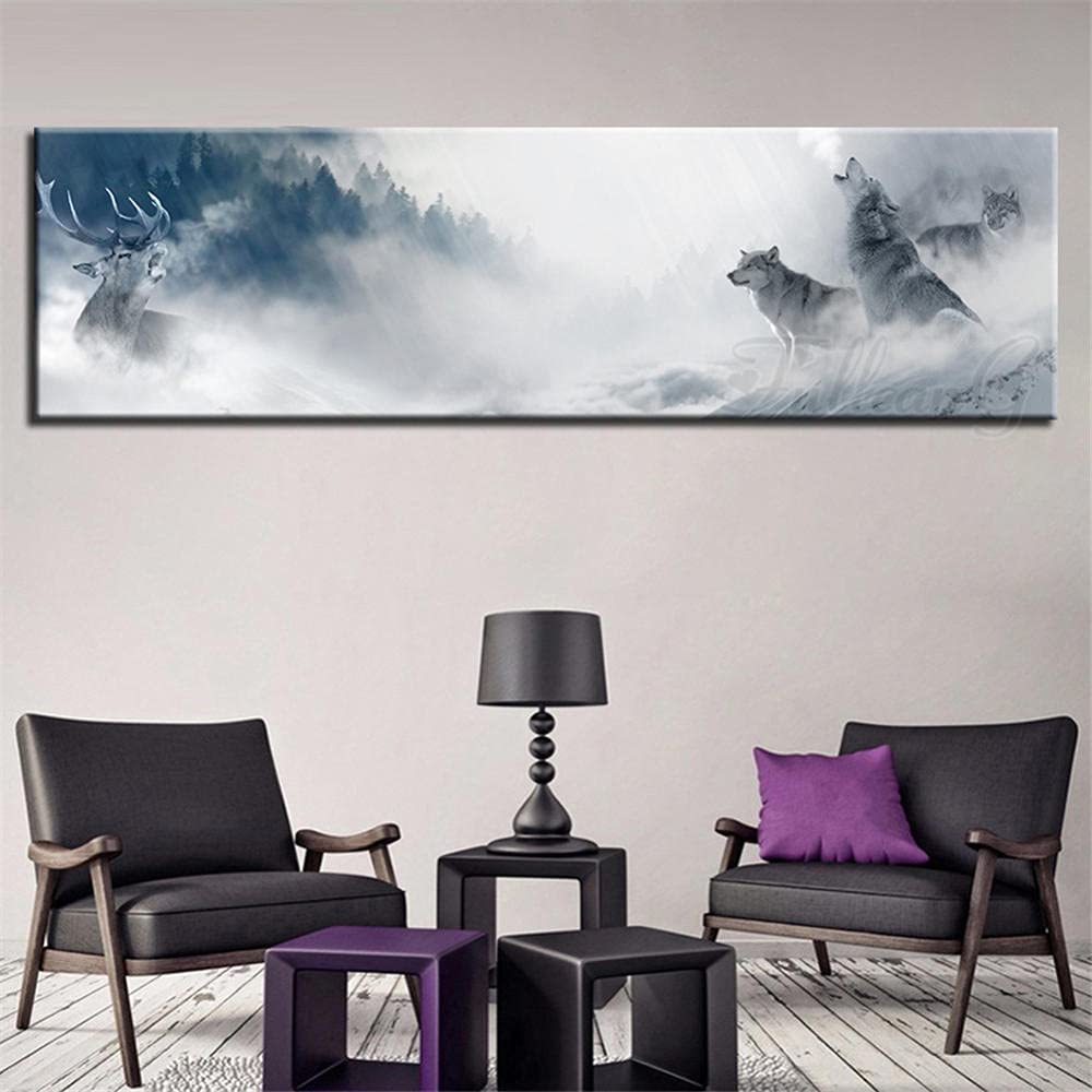 Diamond Painting Strass Loup Cerf Broderie 5D Grand Format 32x64