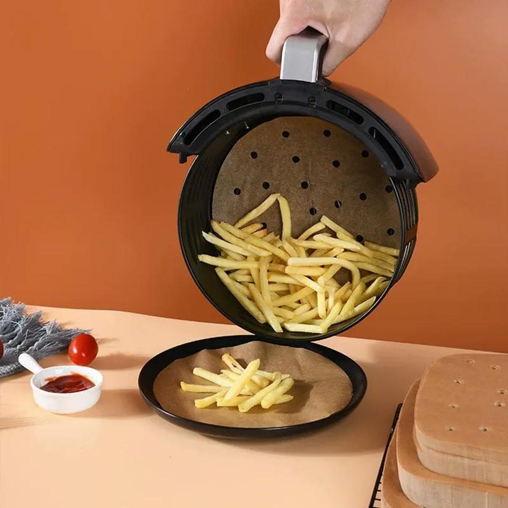 NYSDM 100 szt. wkładek do parownika Air Fryer Perforowane papiery do pieczenia Mata do gotowania na parze nieprzywierająca Papier pochłaniający olej