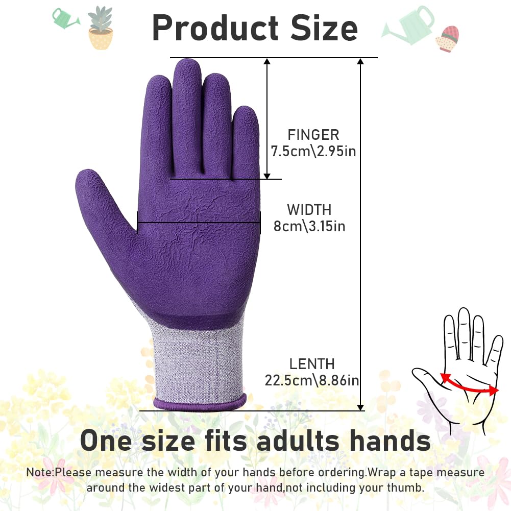 Ainiv Gardening Gloves for Women 3 works Latex Coated Work Gloves, Breathable Non-Slip Safety Glove - Image 2