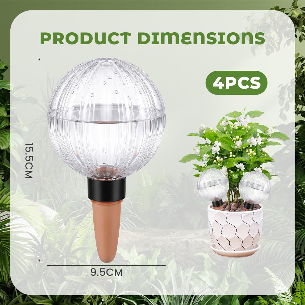 Globes d'Arrosage pour Plantes,4 Pièces 500ML Arrosage Plante Vacances, Arrosage Automatique Interieur Cône d'Arrosage, Goute a Goute Arrosage Plante Interieur pour Bureau Voyage Vacances