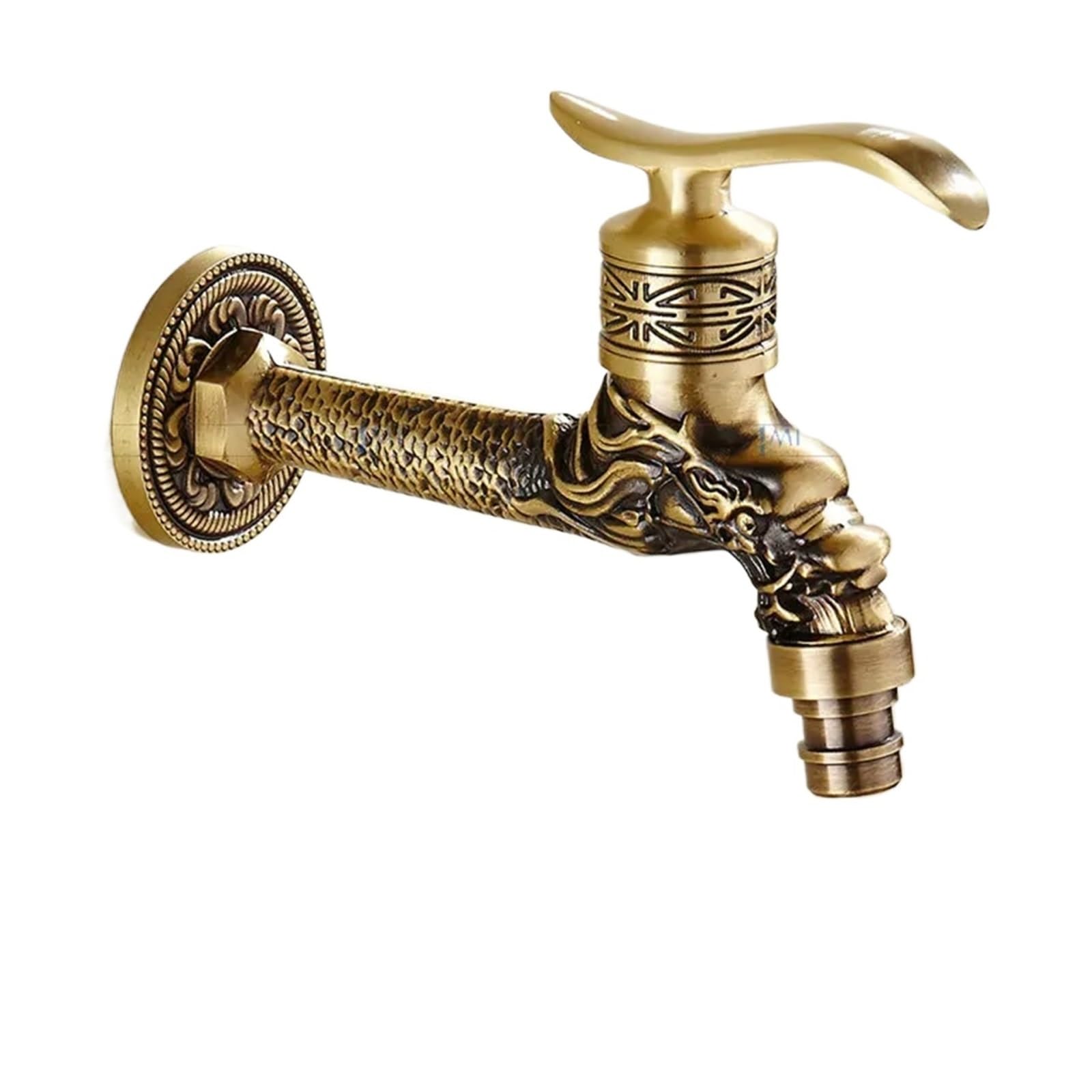 Outside Tap Brass Carved Tap Faucet Garden Bibcock Washing Machine Outdoor Single Cold(Style03)