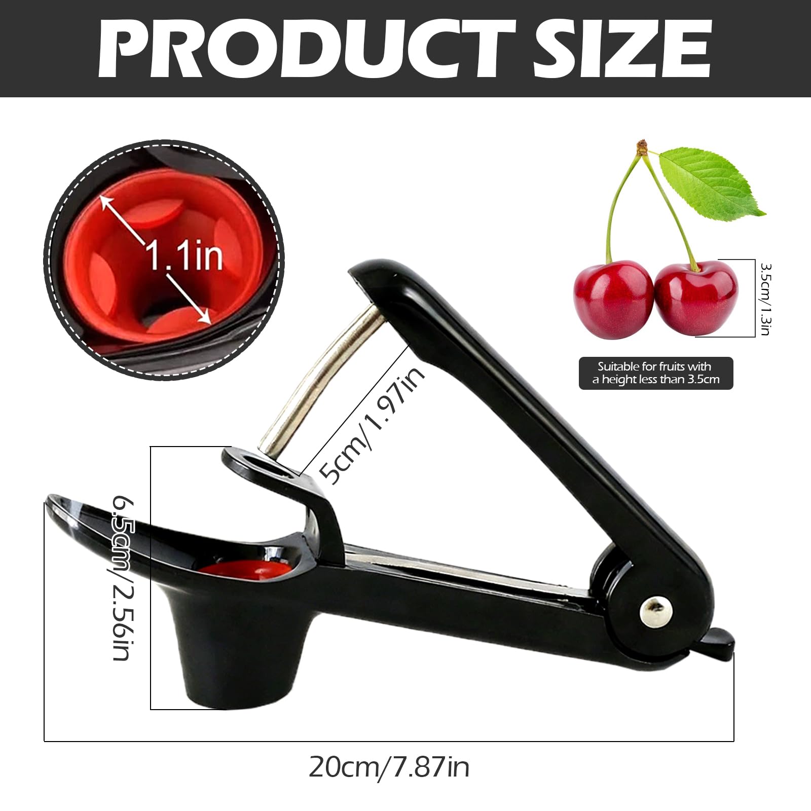 Dénoyauteur de Cerises,Cerises Prunes Fruits Dénoyauteur Manuel Multifonctionnel,Dénoyauteur Portable,Cuisine pour Fruit Dénoyauteurs (Noir）