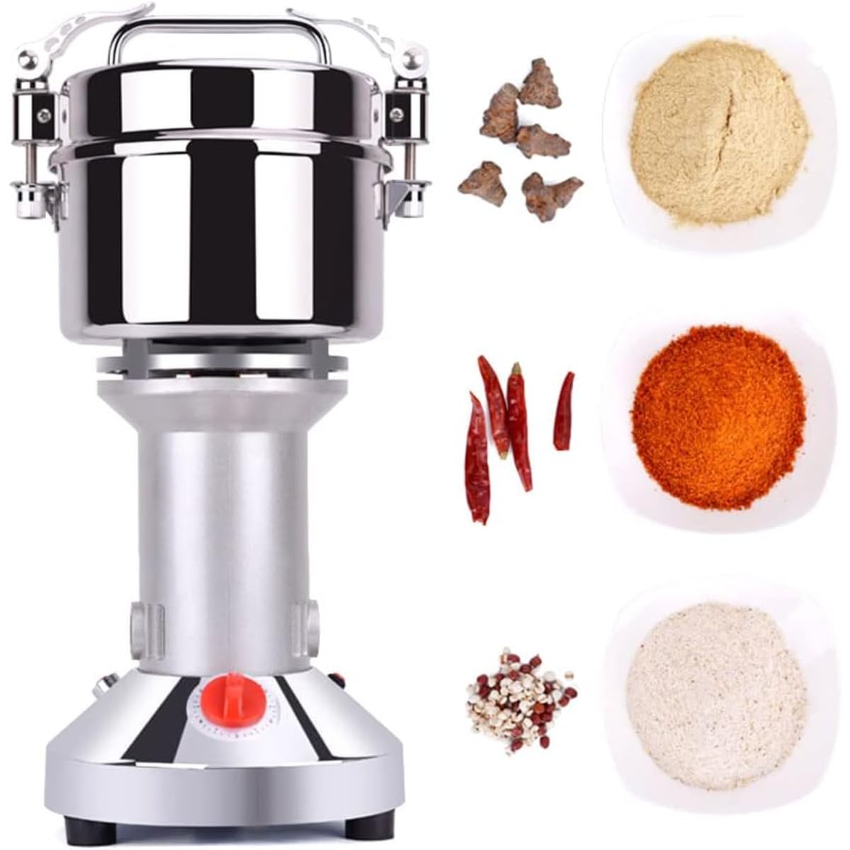 Electric Grain Mill Grinder | Powerful 800W Stainless Steel High-Speed Food Mill | Portable Herb, Spice, Cereal, Coffee Bean Grinder for Home/Restaurant | 25000 RPM, 1-2mm Fine Grinding, 300 Mesh