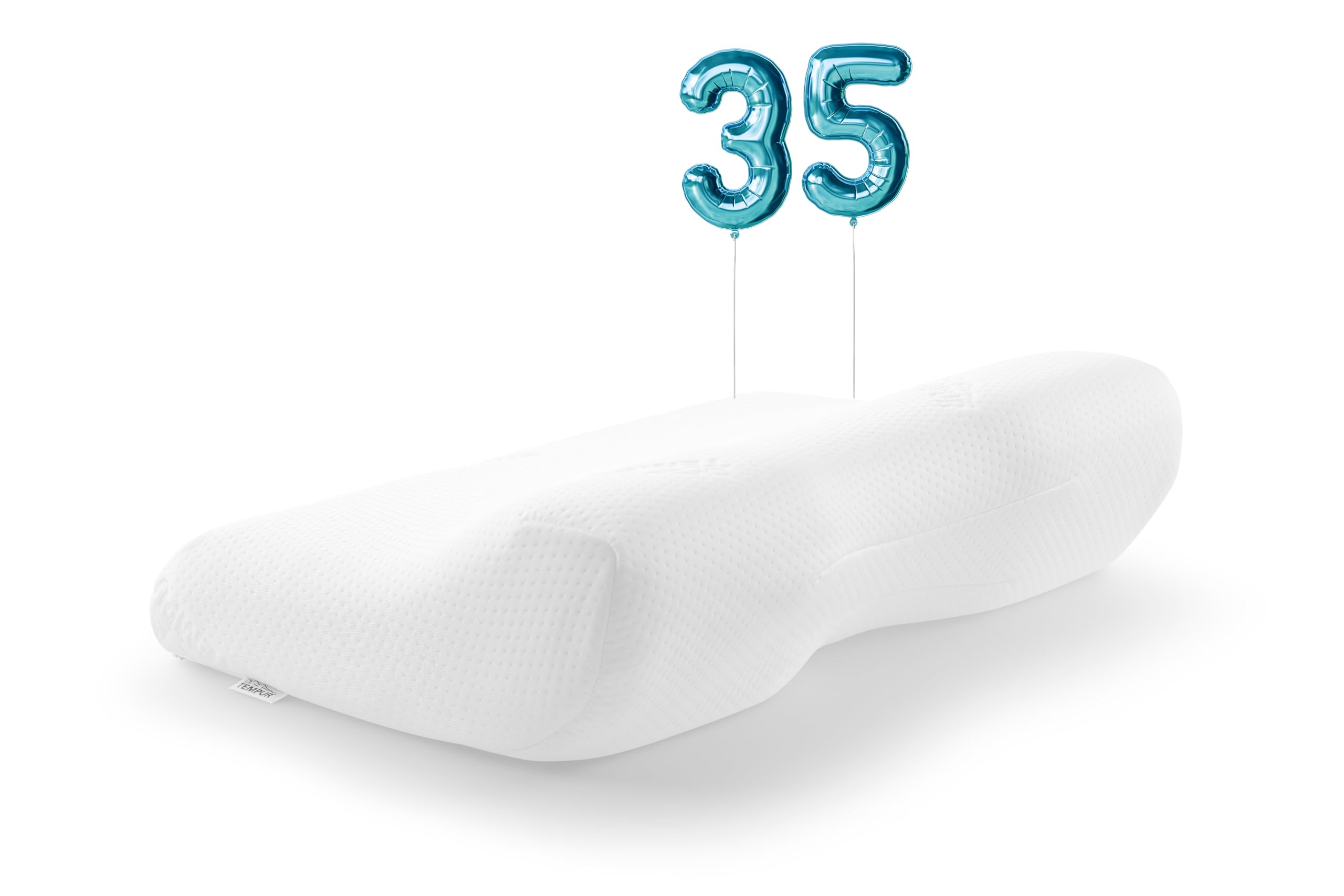 TEMPUR ErgoPlus MDV Kopfkissen Memory Foam, ergonomisches Nackenstützkissen für Rücken- und Seitenschläfer, Liegefühl fest, L (54 x 32 x 12.5/7 cm), Weiß